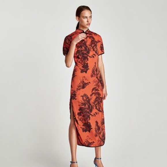 Nwt Silk Zara Chinese Dress Size S 
